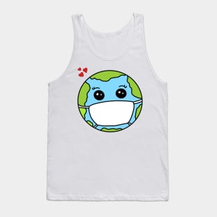 Earth wearing face mask Tank Top